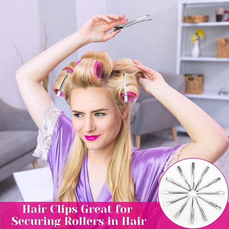 Cludoo Hair Curlers Rollers, 36Pcs Jumbo Big Hair Roller Sets with Stainless Steel Duckbill Clip, 2 Size Self Grip Hair Curlers Rollers for Long Medium Short Thick Fine Thin Hair Bangs Volume - Image 5